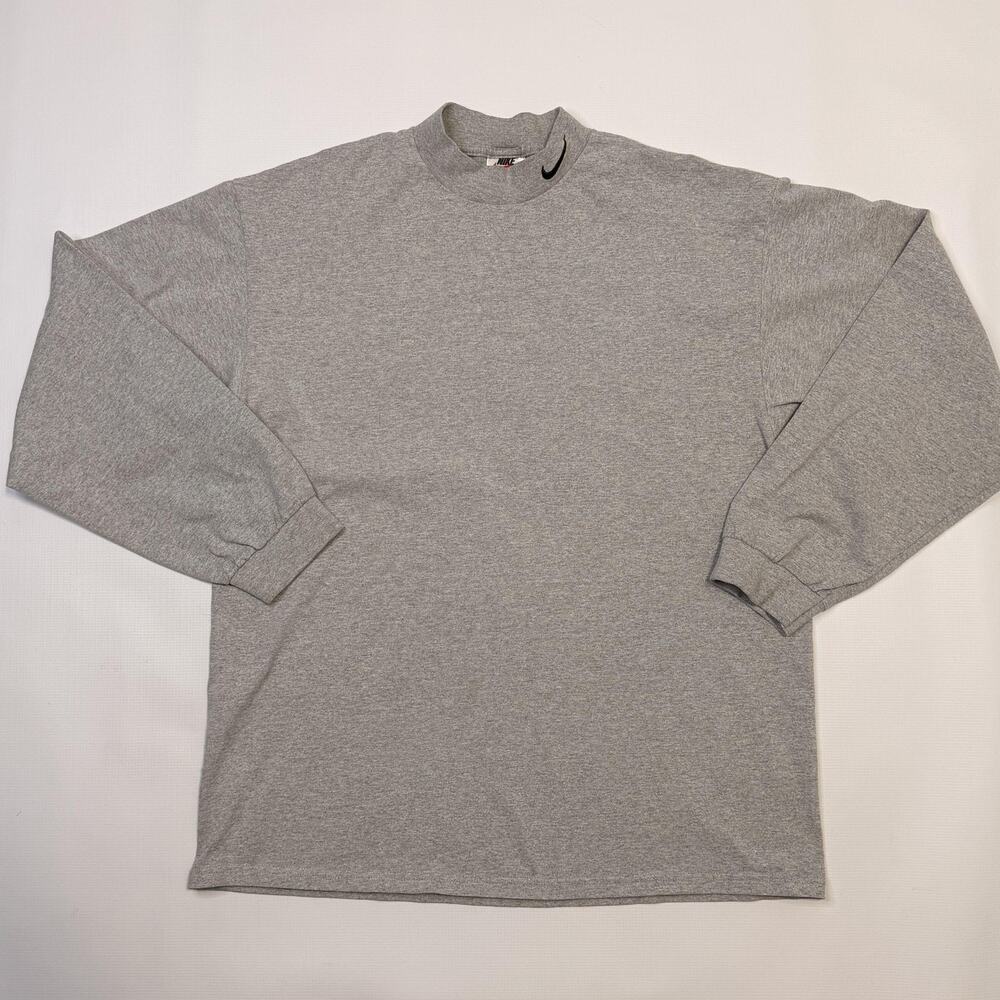 Vintage Nike Sweatshirt Mens XL Mock Neck Long Sleeve Pullover Made USA 90s